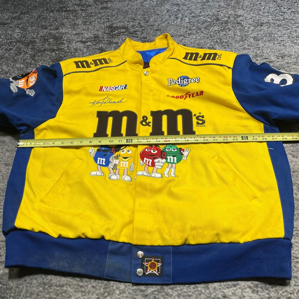 Vintage M&M Racing JH Design NASCAR Jacket Mens XL Yellow Blue 90s Embroidered - Picture 14 of 15